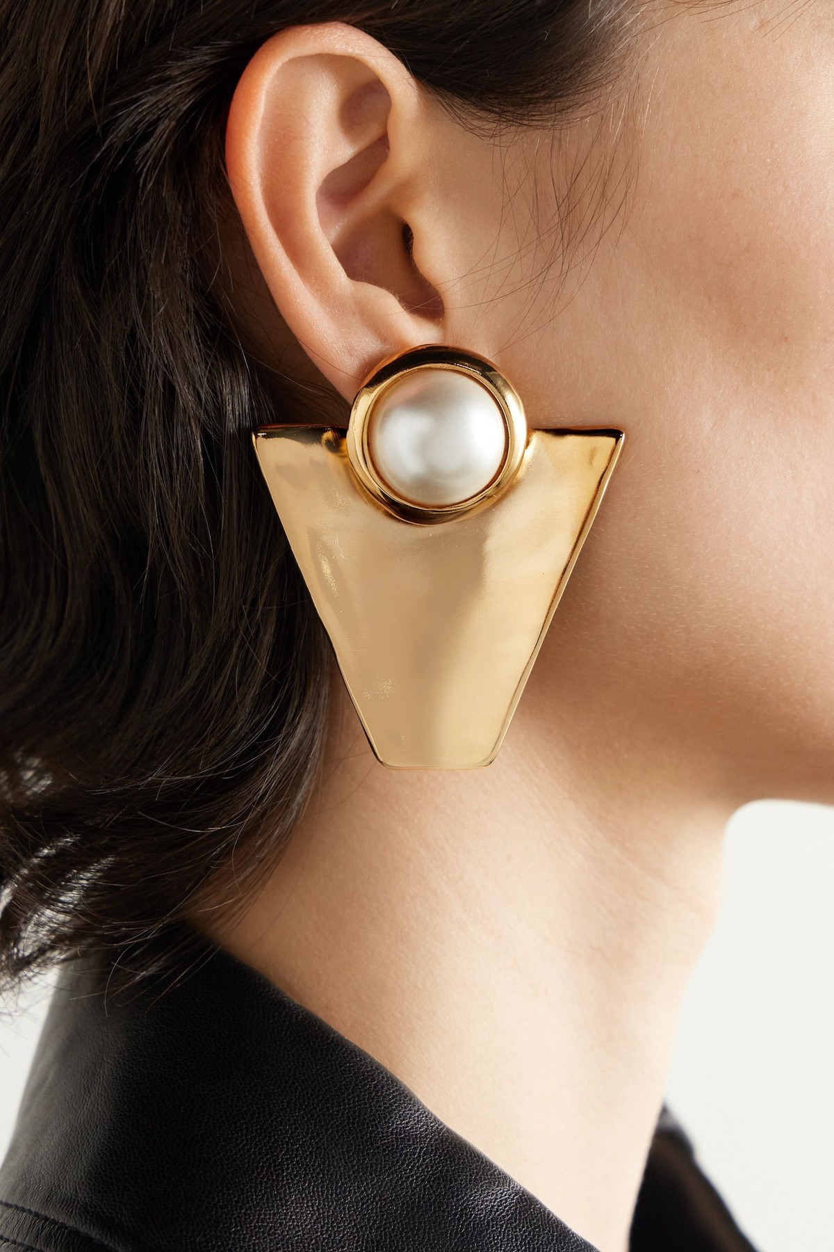 Gold-Tone & Faux Pearl Clip Earrings from Saint Laurent