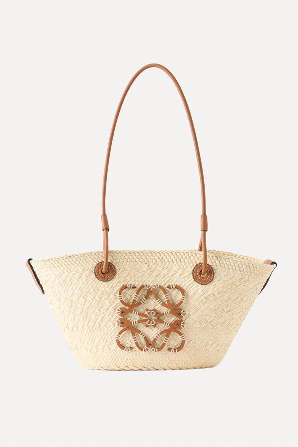 Anagram Basket Leather-Trimmed Raffia Shoulder Bag from LOEWE X Paula's Ibiza