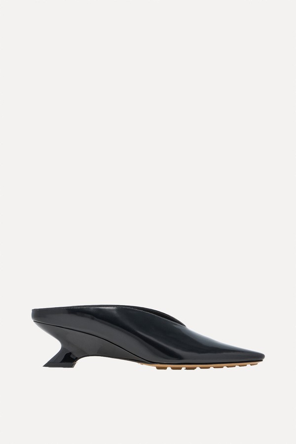 Bounty Patent Vinyl Mule Pumps from Bottega Veneta