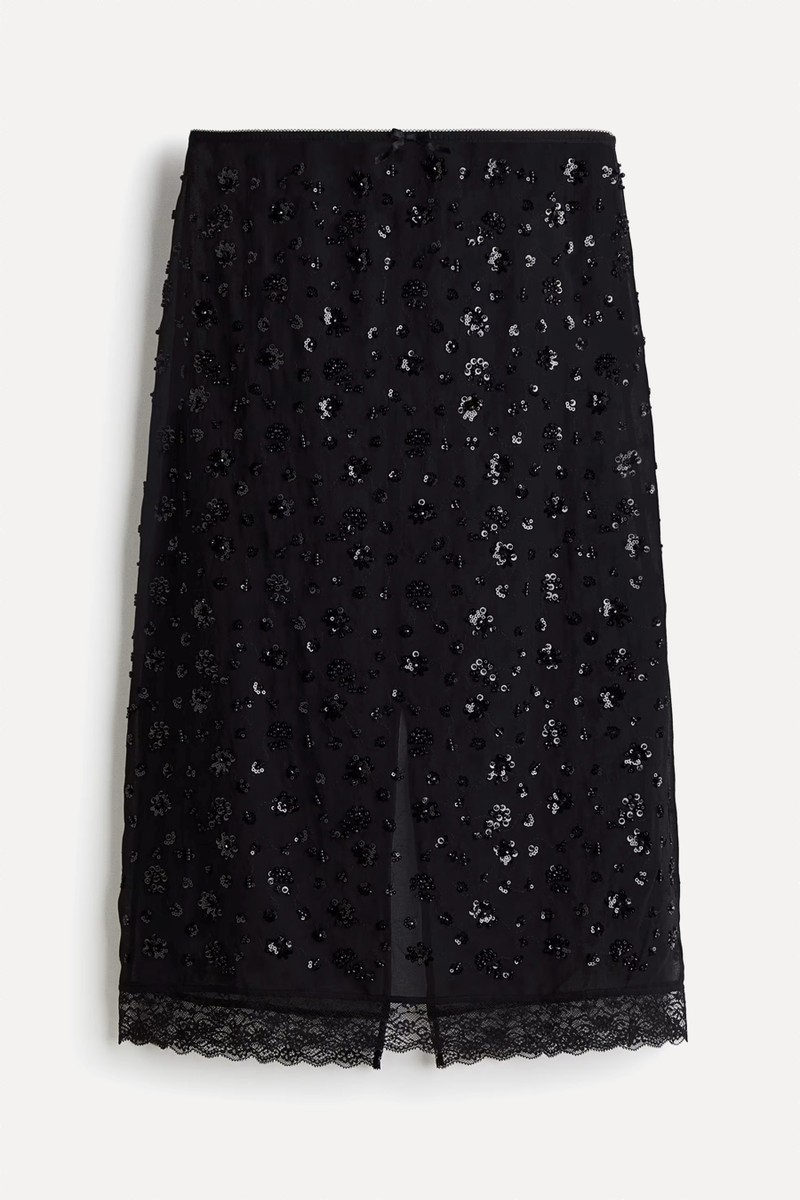 Sequined Chiffon Skirt from H&M