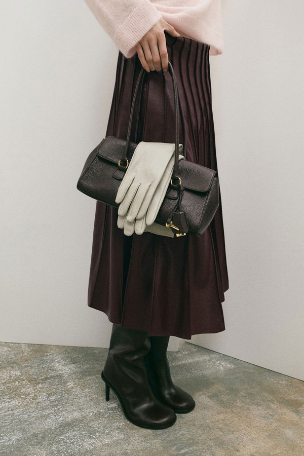 Faux-Leather Godet Skirt