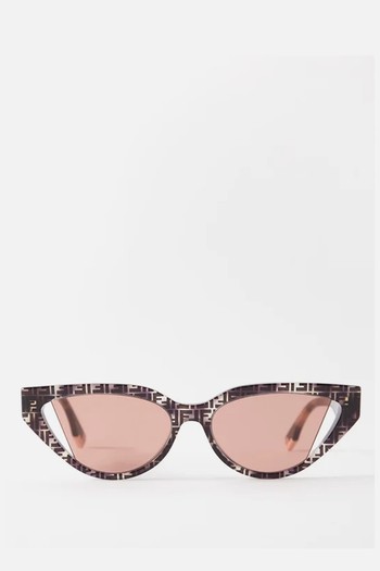 Cat-Eye Logo-Print Acetate Sunglasses from Fendi Eyewear