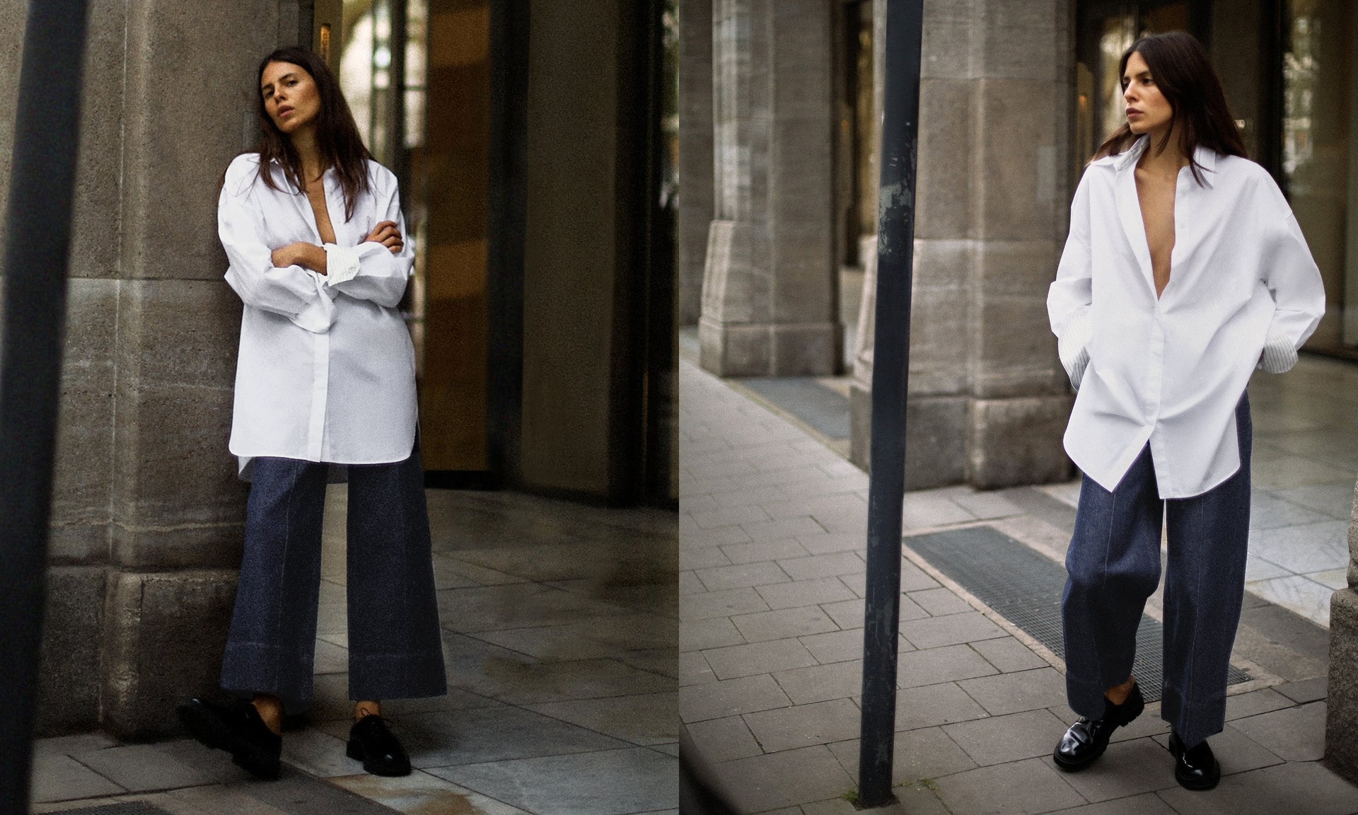 Oversize Shirt With Striped Cuffs, AED 169 | Zara