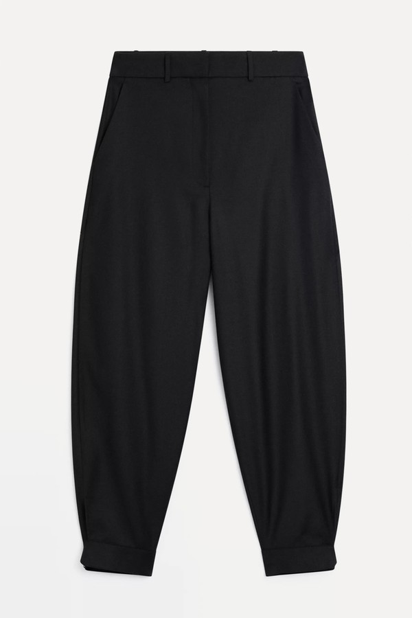 Wool Blend Sarouel Trousers With Buckle