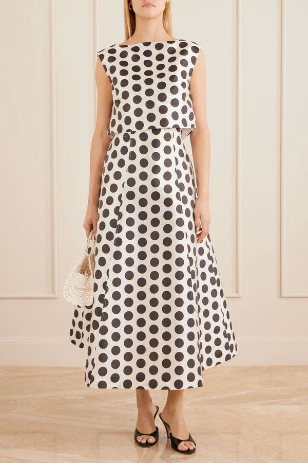 Richard Cropped Polka-Dot Satin Top from DESTREE