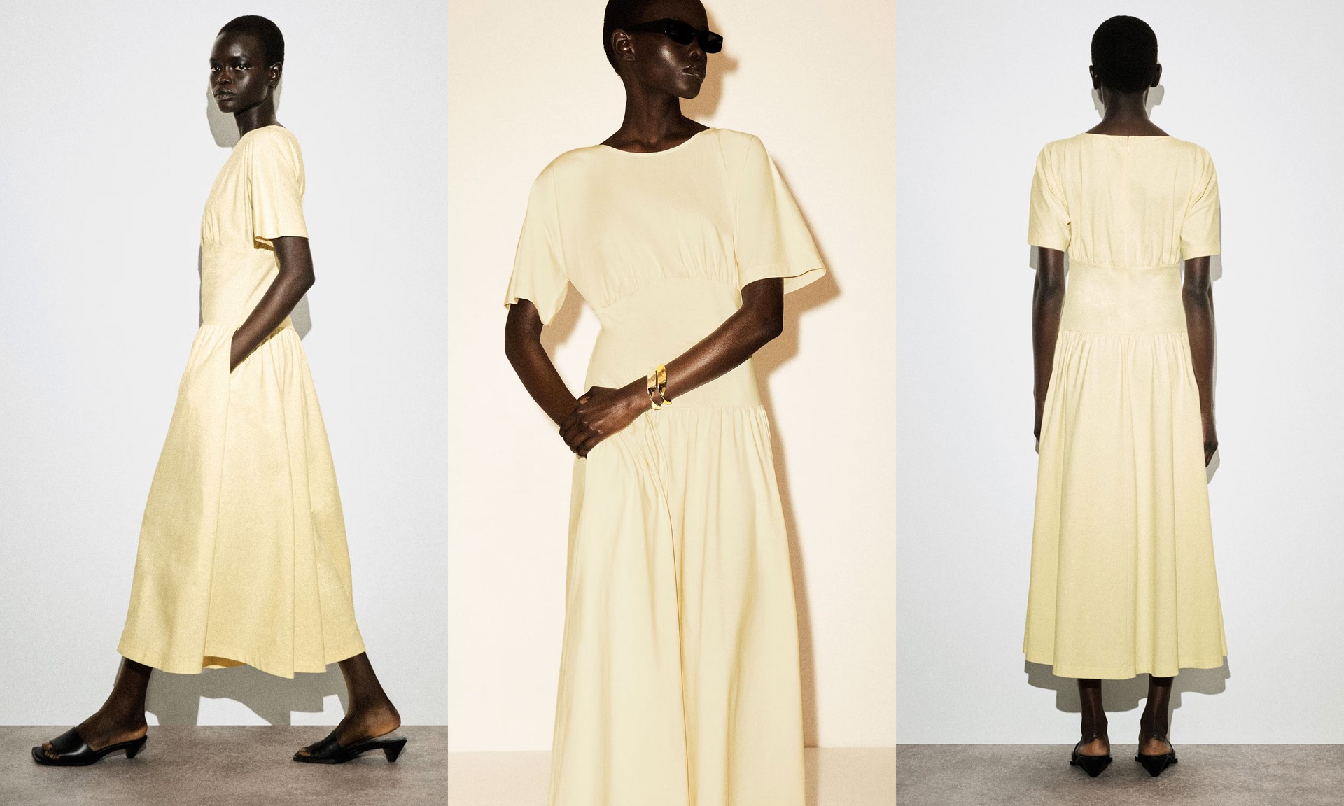Waisted Cotton Midi Dress, SAR 495