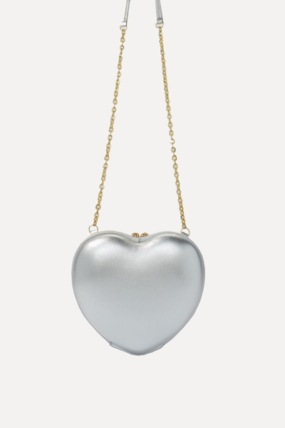 Heart-Shaped Metallic-Leather Shoulder Bag  from Maje