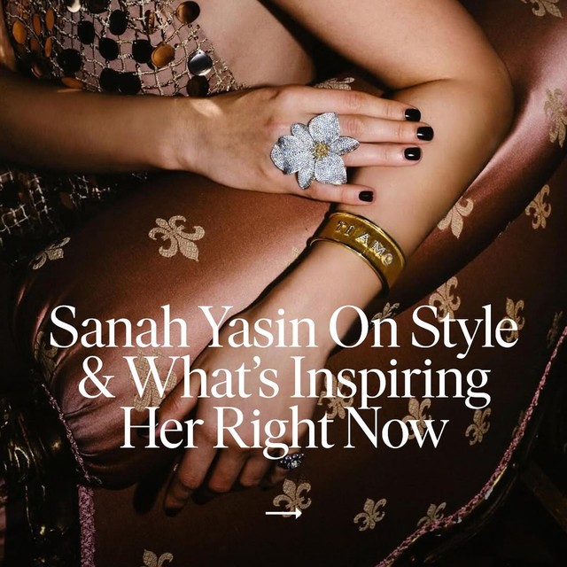Known for her contemporary kaftans, sharp blazers & signature palm tree motifs, designer @sanahyasin
