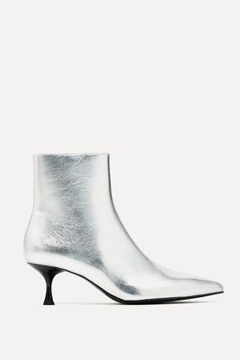 Metallic Kitten-Heel Ankle Boots from Zara