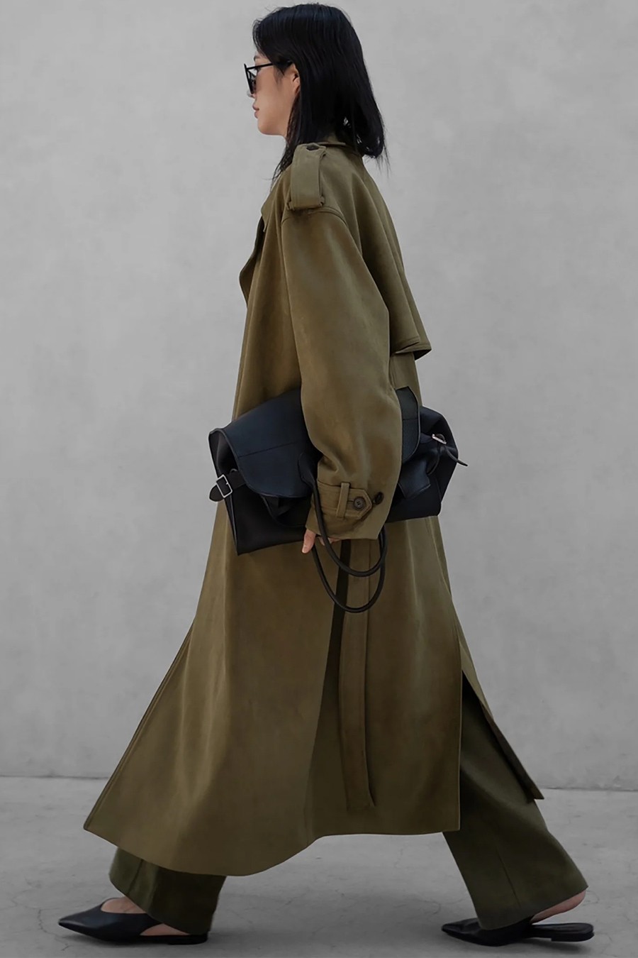 Lulea Faux Suede Trench Coat from The Frankie Shop