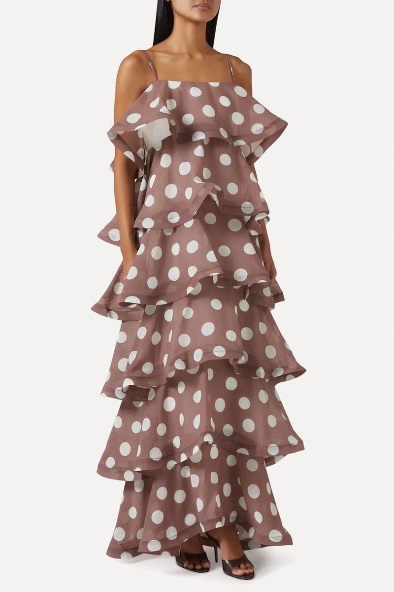 Sola Polka-Dot Tiered Maxi Dress from Elliatt