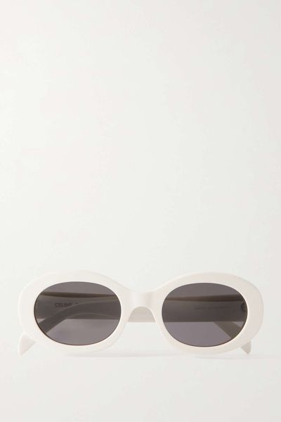 Triomphe Oval-Frame Acetate Sunglasses from Celine Eyewear