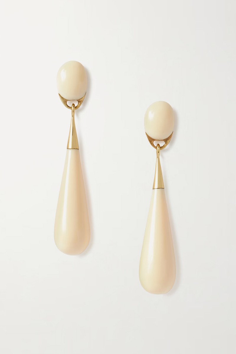 Dew Drop Large Gold-Tone Resin Earrings from Dinosaur Designs