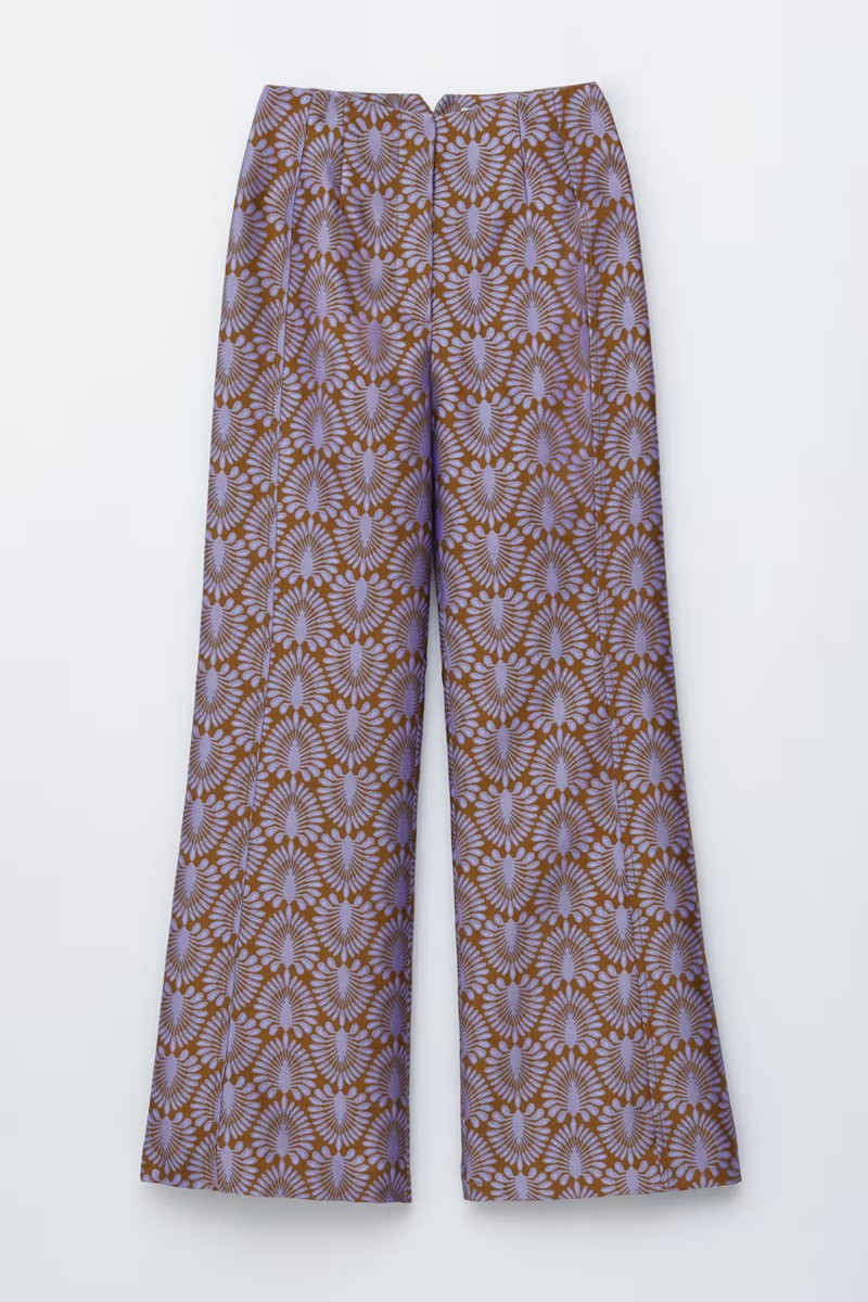 Flared Satin Jacquard Trousers