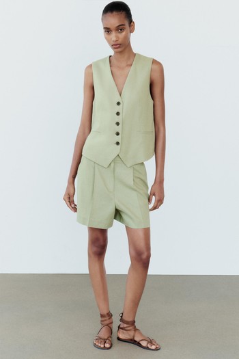 Tailored Linen Blend Waistcoat from Zara