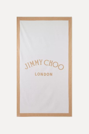 Logo-Print Cotton Beach Towel from Jimmy Choo