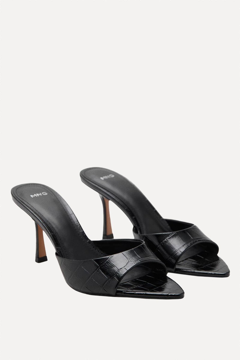 Croc-Effect Heeled Sandals