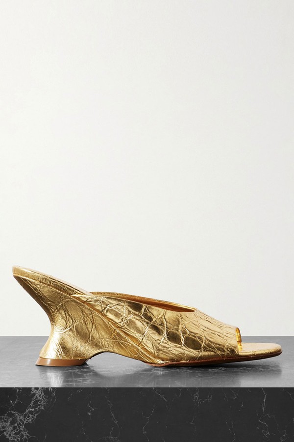 Metallic Croc-Effect Leather Mules from DRIES VAN NOTEN