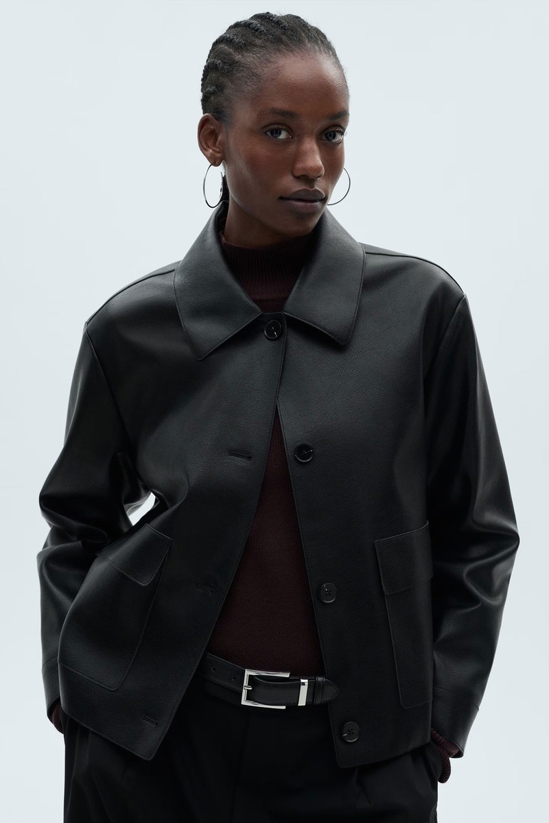 Leather-Effect Jacket With Pockets from Mango