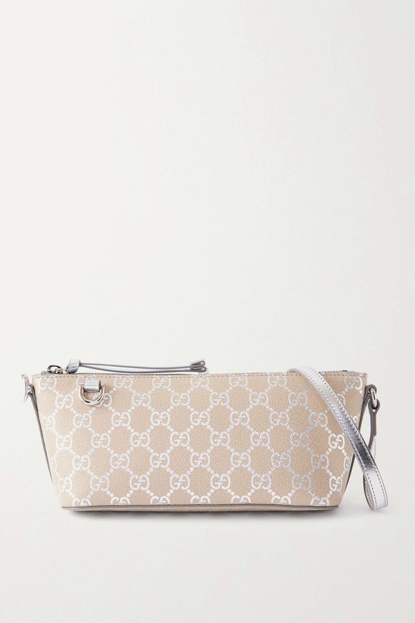 GG Emblem Printed Textured-Leather Shoulder Bag from Gucci
