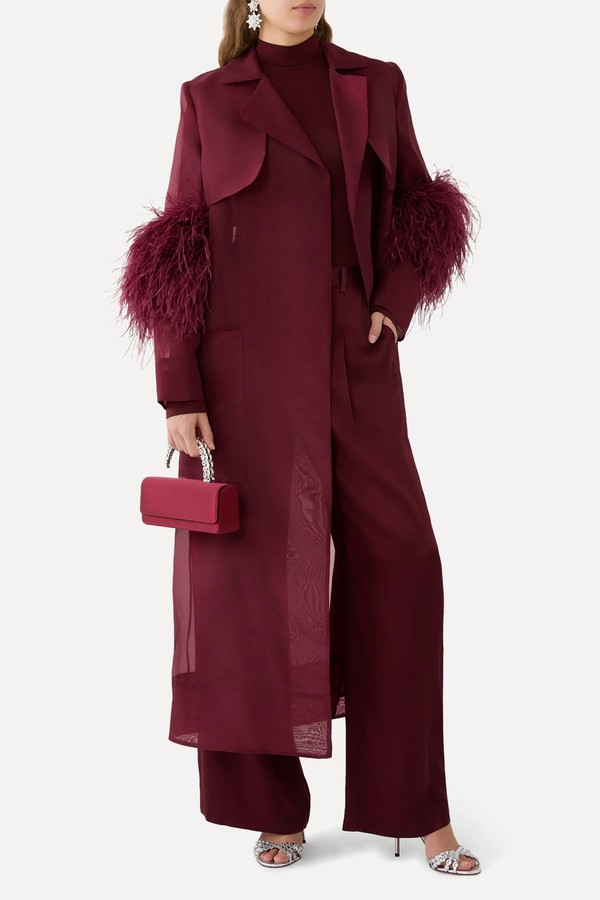 Organza Sheer Duster With Feathers from LAPOINTE