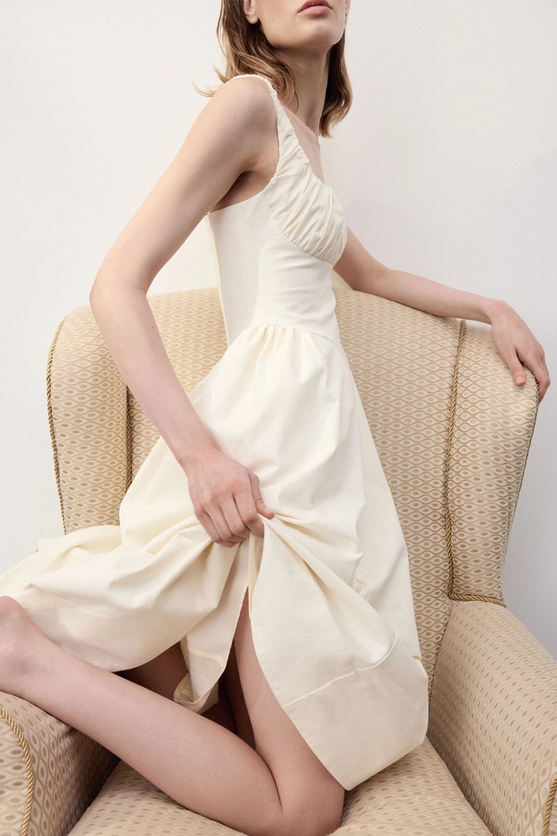 Flared Skirt Cotton Dress