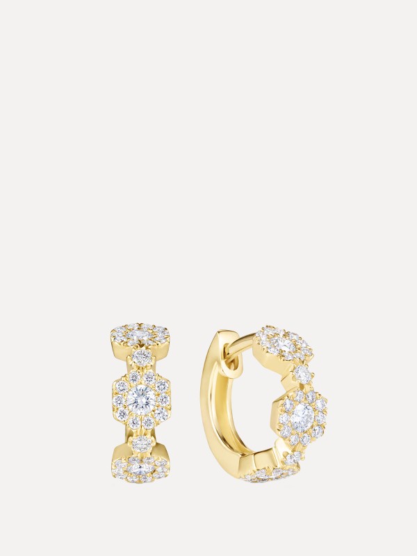 Triolette Hexagon Diamond Hoops 