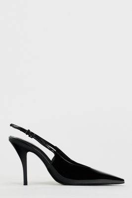 Patent-Finish Heeled Slingback Shoes from Zara
