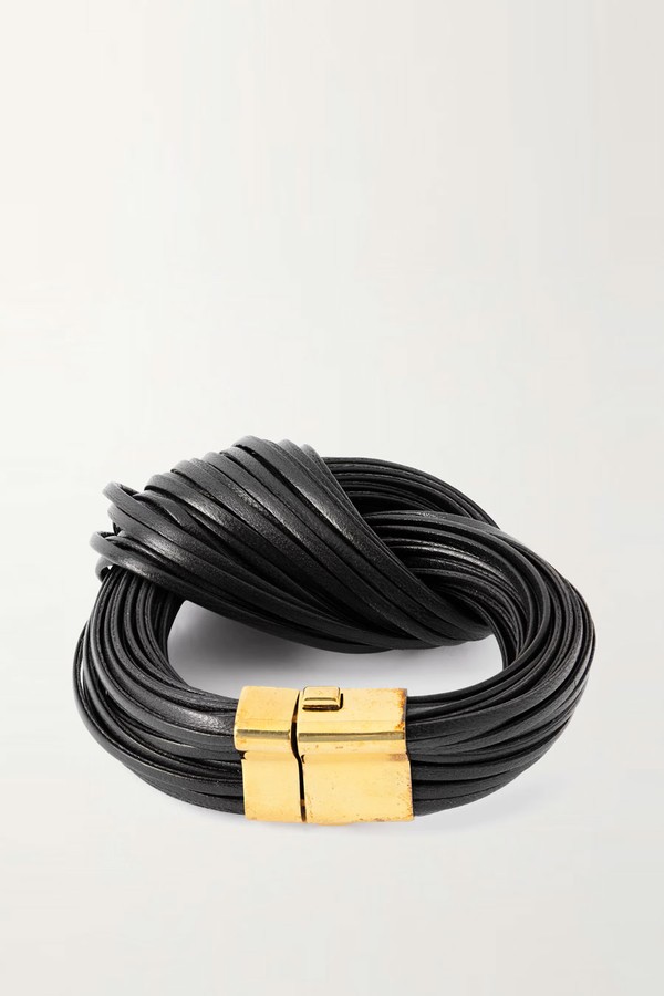 Knot Gold-Plated & Leather Bracelet from Bottega Veneta