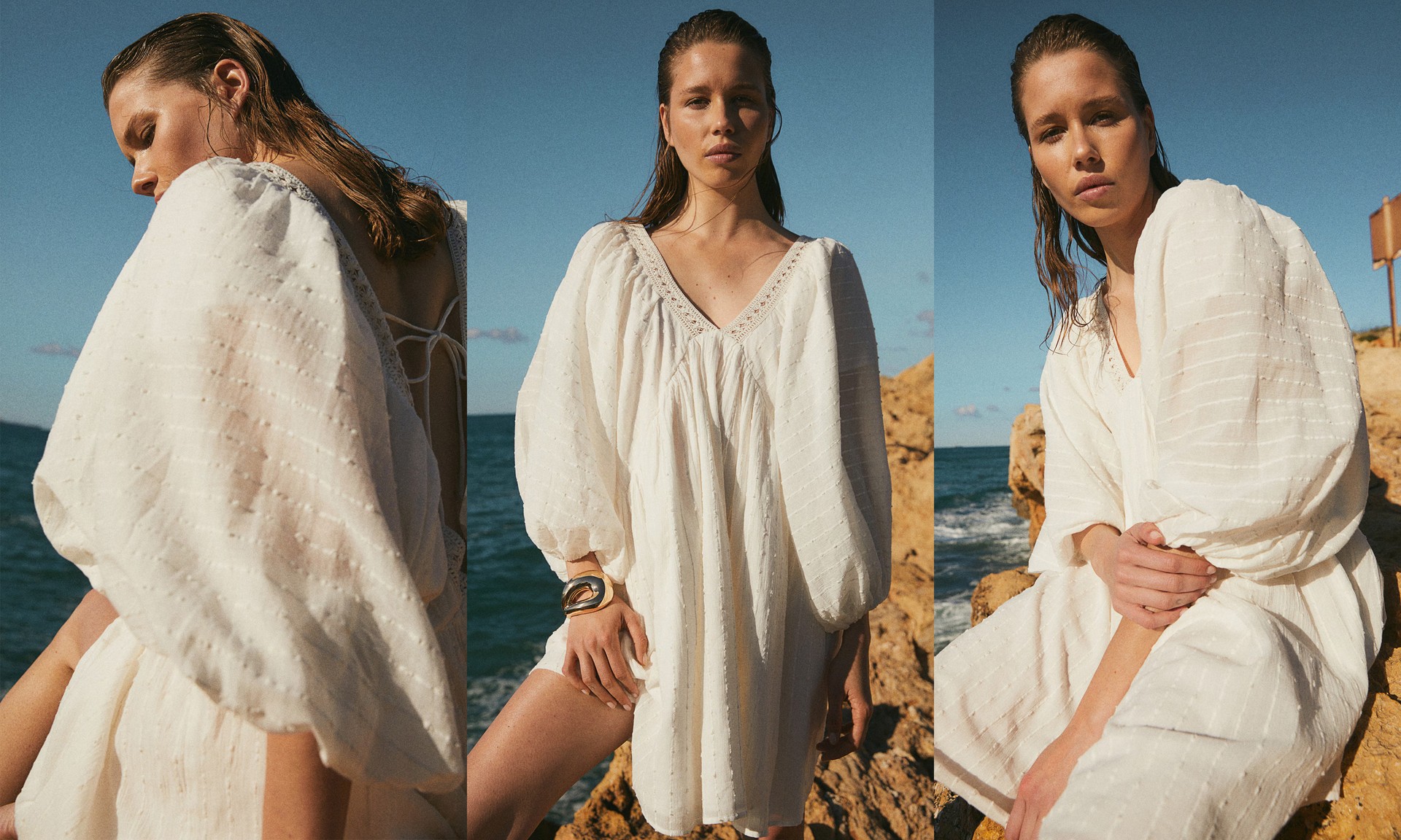 Balloon-Sleeved Cotton Dress, AED 219 | H&M