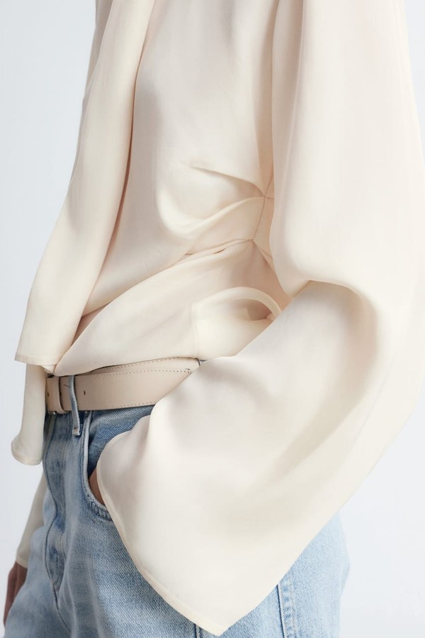 Scarf-Detail Satin Blouse