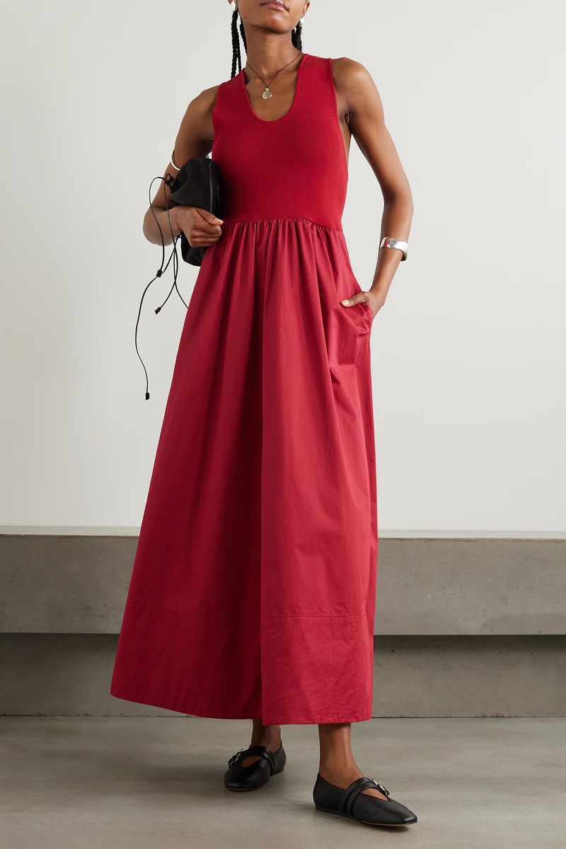 Ribbed-Knit & Poplin Maxi Dress from St. Agni
