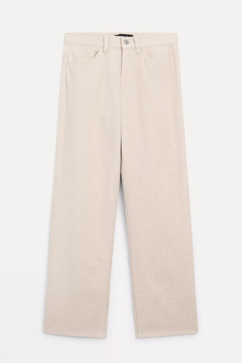 High-Waist Straight-Leg Corduroy Trousers