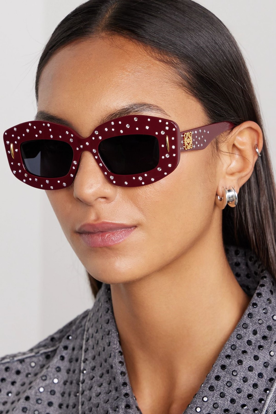 Oversized Square-Frame Crystal-Embellished Acetate Sunglasses from Loewe Eyewear