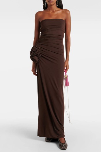 Floral-Appliqué Ruched Jersey Maxi Dress from Magda Butrym