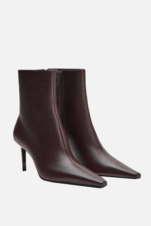 Leather Pointed Ankle Boots from Mango