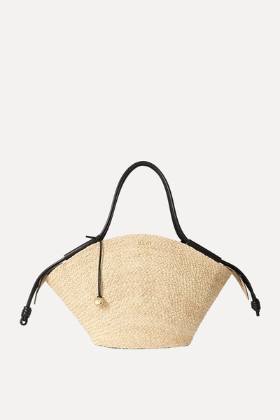 Paseo Large Leather-Trimmed Raffia Tote from Loewe