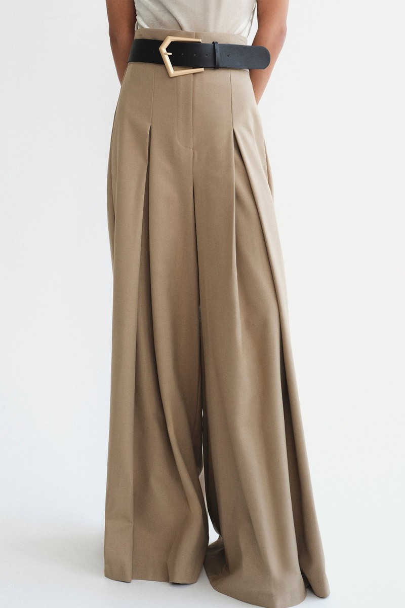 Belted Wide Dart Trousers from Source Unknown