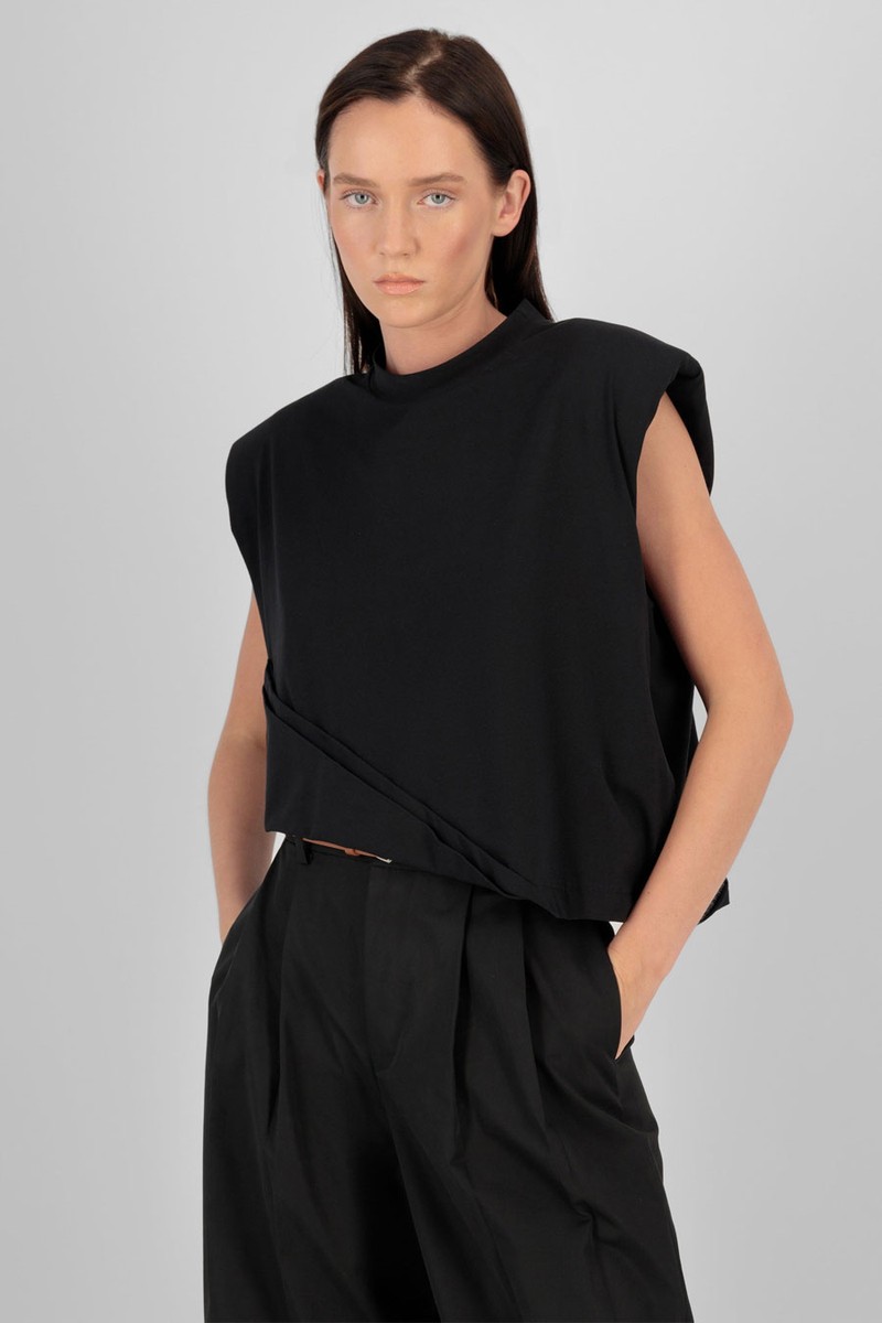 Sleeveless Fold Over Tee