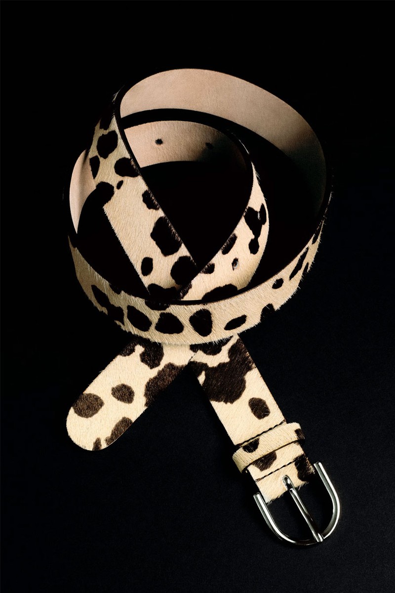 Animal-Print Pony Hair-Effect Leather Belt