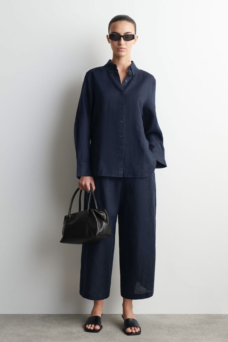 Button-Down Collar Linen Shirt