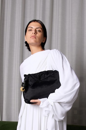 Carry Velvet Granulated Ring Clutch, AED 7,615 | Odeem