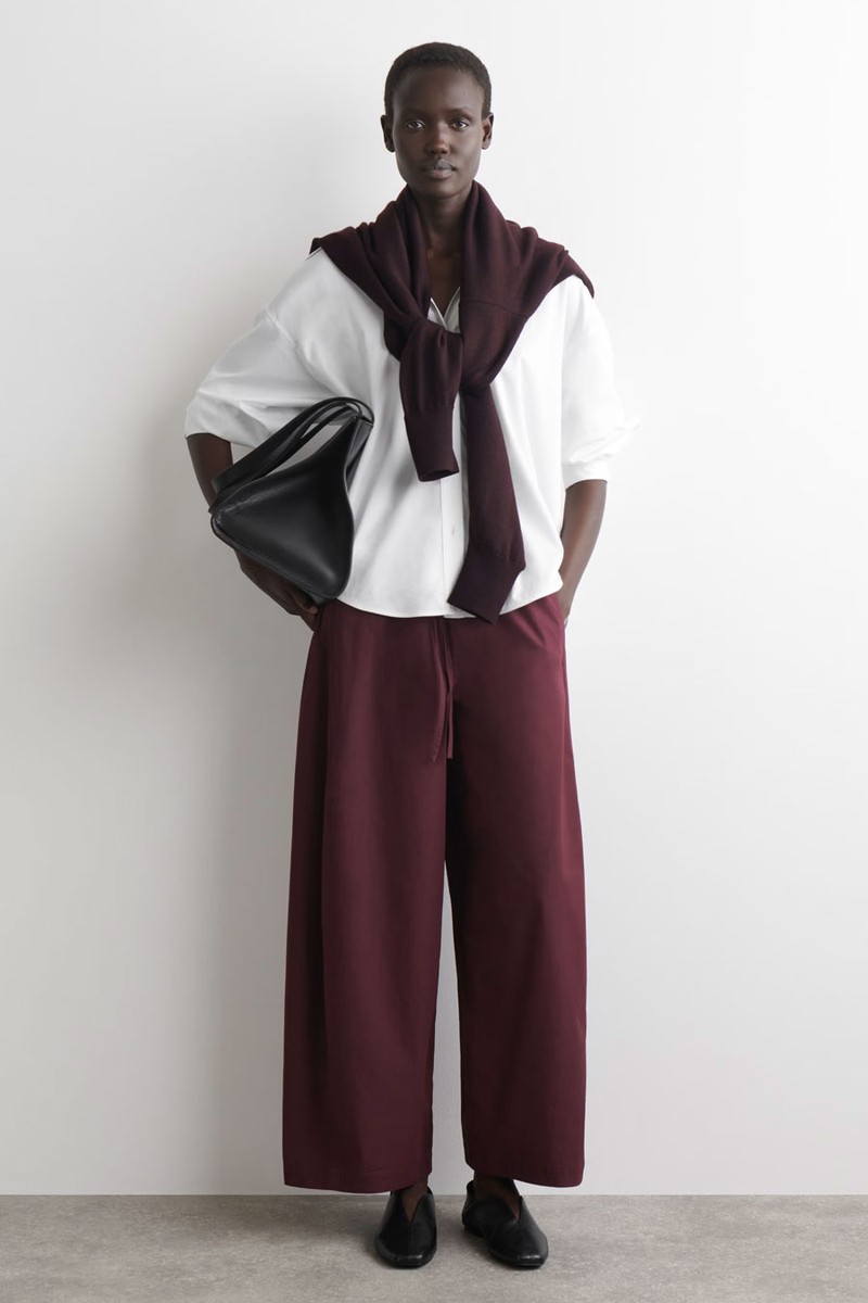 Elasticated Barrel-Leg Trousers