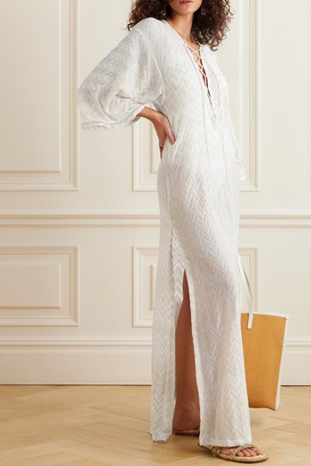 Mare Striped Metallic Crochet-Knit Kaftan, AED 3,910 | Missoni