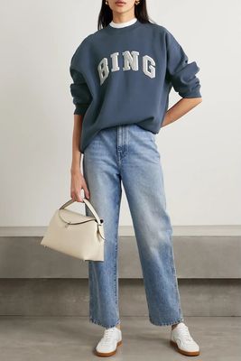 Tyler Oversized Appliquéd Cotton-Blend Jersey Sweatshirt, AED 765.55 | Anine Bing