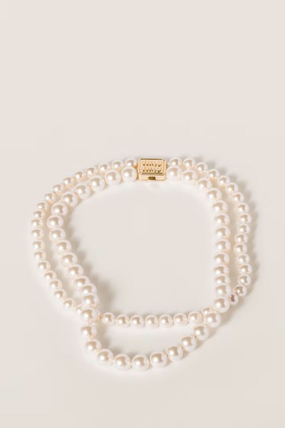 Metal & Pearl Necklace from Miu Miu