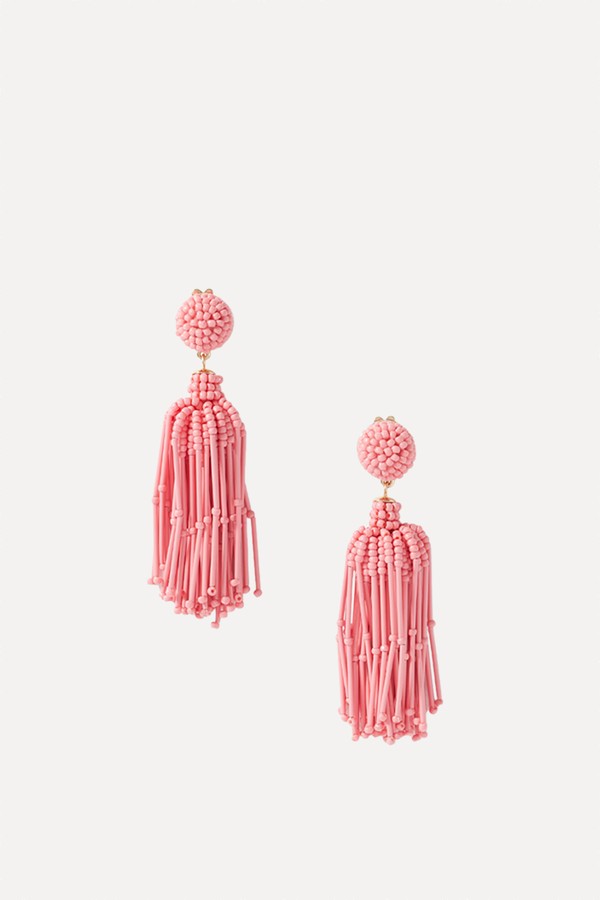 Tasseled Beaded Gold-Tone Earrings from CAROLINA HERRERA