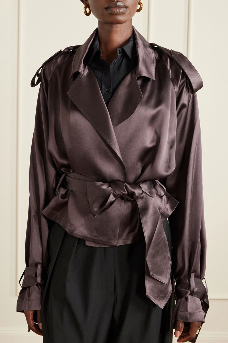 Simona Belted Satin Jacket from The Frankie Shop