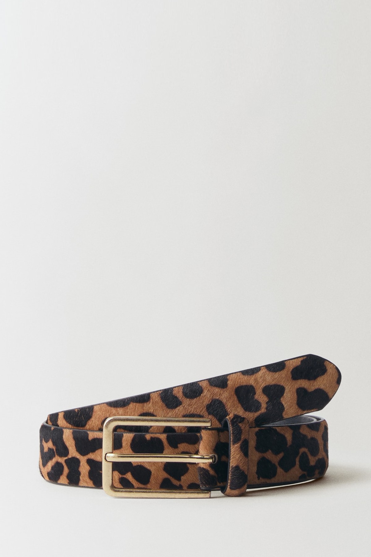 Leopard-Print Leather Belt from Mango