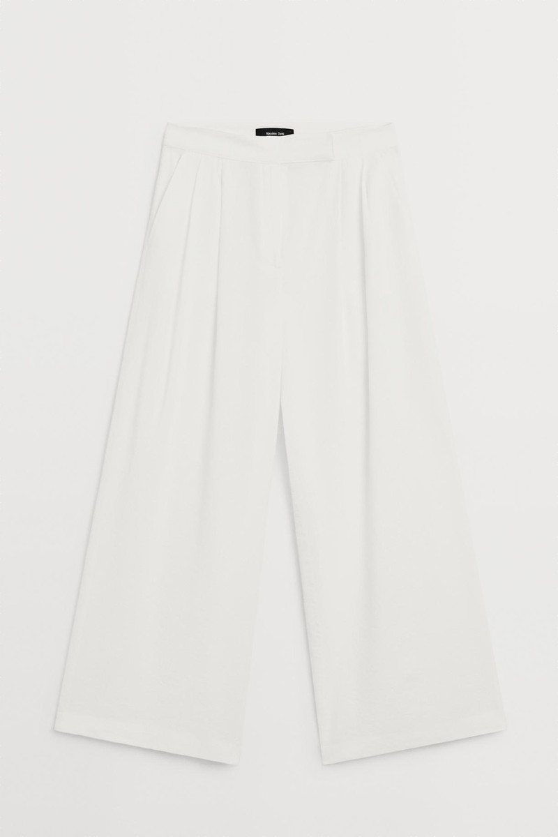 Linen Blend Darted Palazzo Trousers